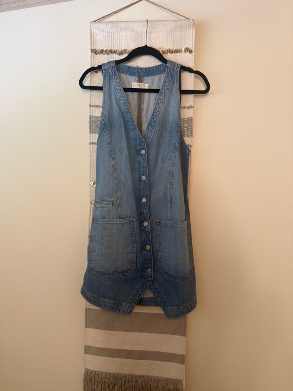 Free People Light Blue Denim Button-Front Mini Dress